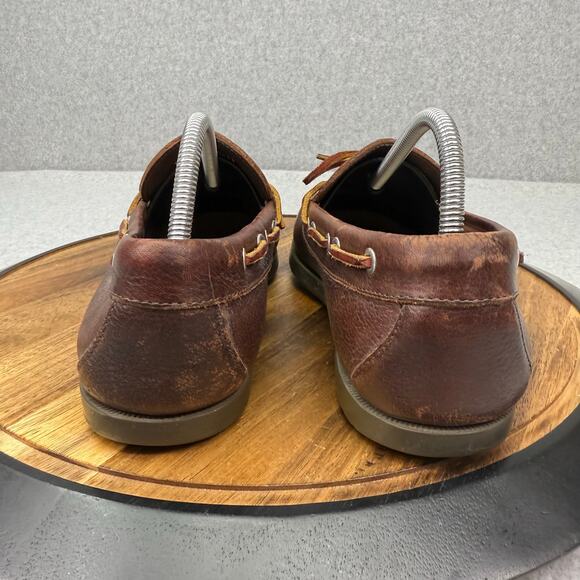 L.L. Bean Camp Mocs Boat Shoes Men's 9.5 EE WIDE Brown Leather Moccasins - Picture 4 of 8